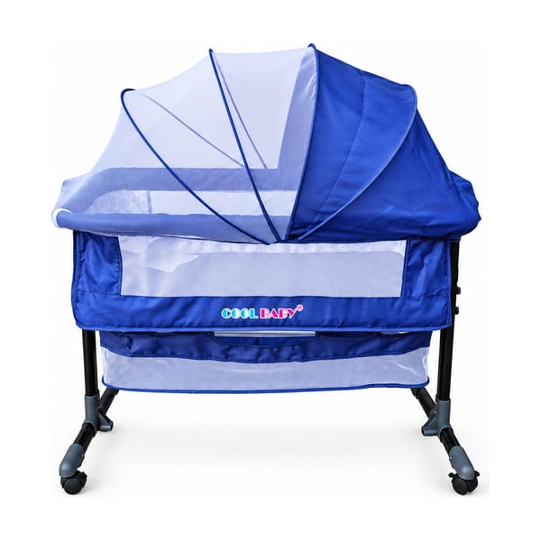 Bedside bassinet model 968 in blue, front view