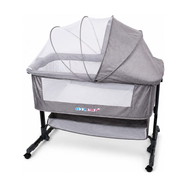Bedside bassinet model 968 in grey, front view