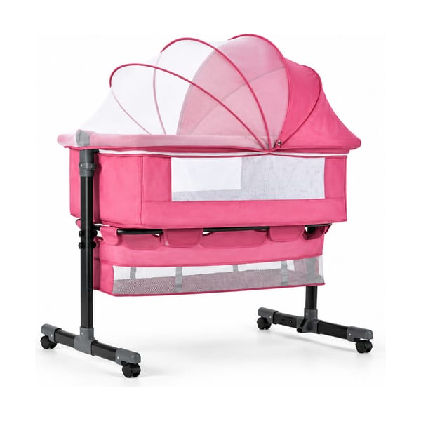 Bedside bassinet model 968 in pink, front view