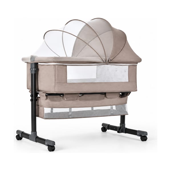 Bedside bassinet model 968 in taupe, front view