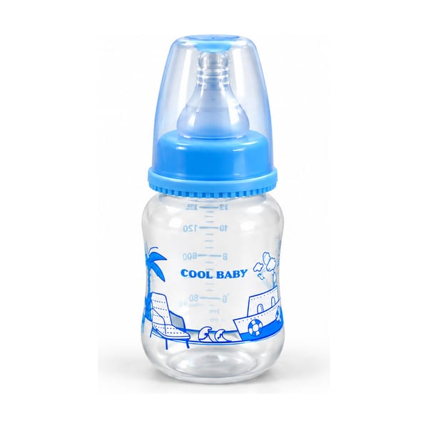 Cool Baby regular-neck feeding bottle 150ml model CB1004 in blue, front view