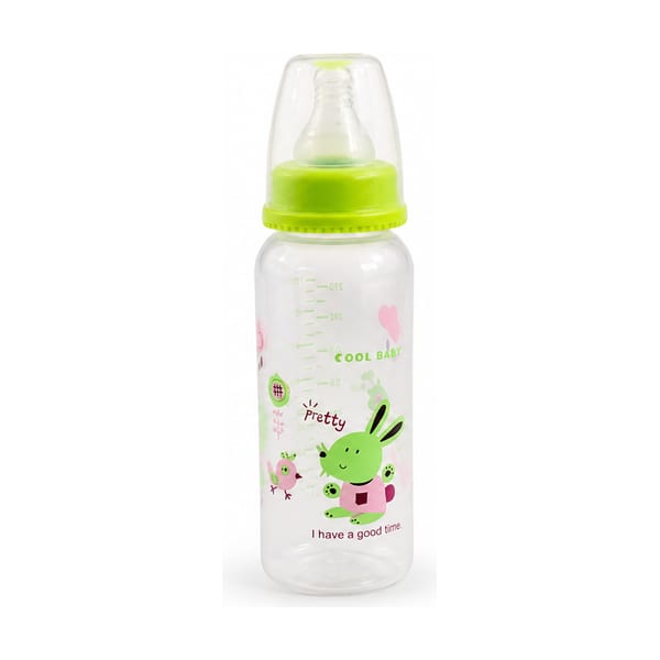 Cool Baby regular-neck feeding bottle 240ml model CB1006 in green, front view