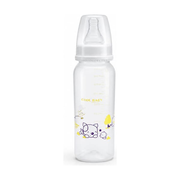 Cool Baby regular-neck feeding bottle 240ml model CB1006 in neutral, front view
