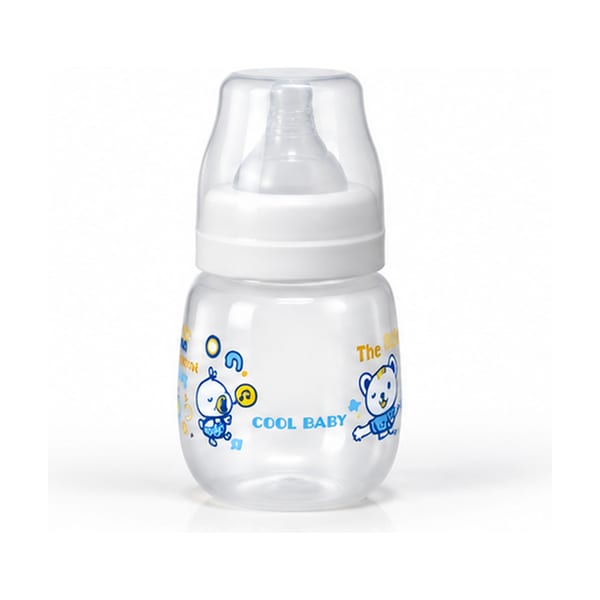 Cool Baby wide-neck feeding bottle 180ml model CB1125 in blue print, front view