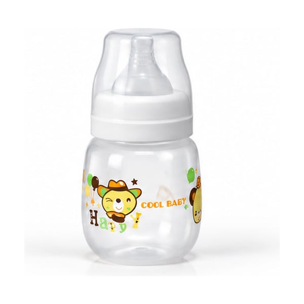 Cool Baby wide-neck feeding bottle 180ml model CB1125 in yellow print, front view