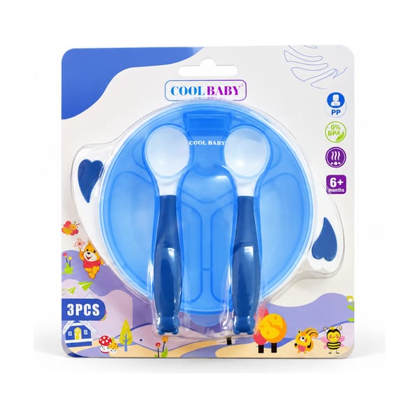 Cool Baby suction bowl set model CB11008 in blue, front view