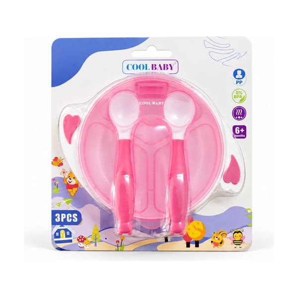 Cool Baby suction bowl set model CB11008 in pink, front view
