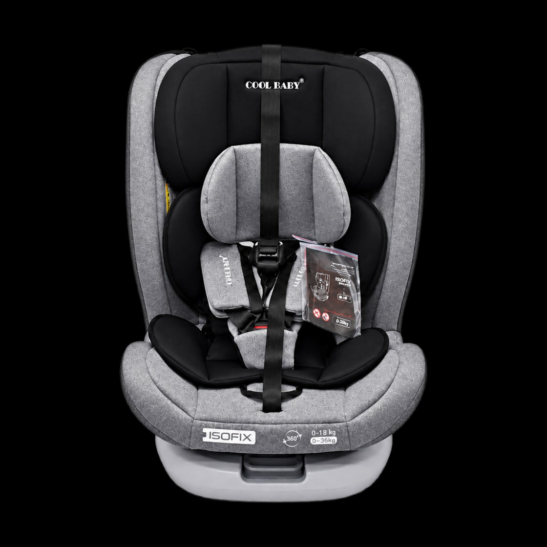Car seat model 223A in grey & black, front view