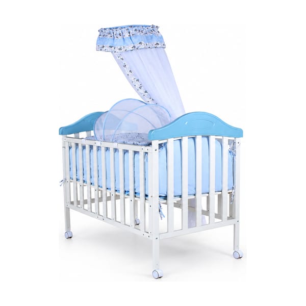 Baby cot model 538 ZD in blue, front view