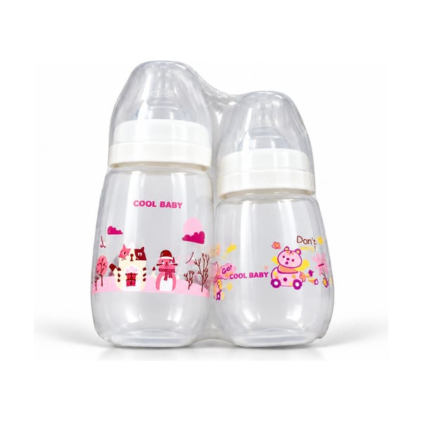 Cool Baby two-piece wide-neck bottle gift set model CB1468 in pink, front view