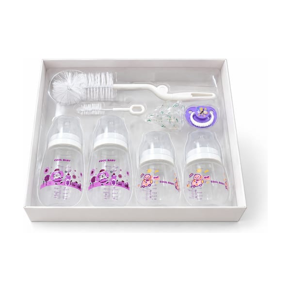 Cool Baby eight-piece wide-neck gift set model CB1470 in purple assortment, front view