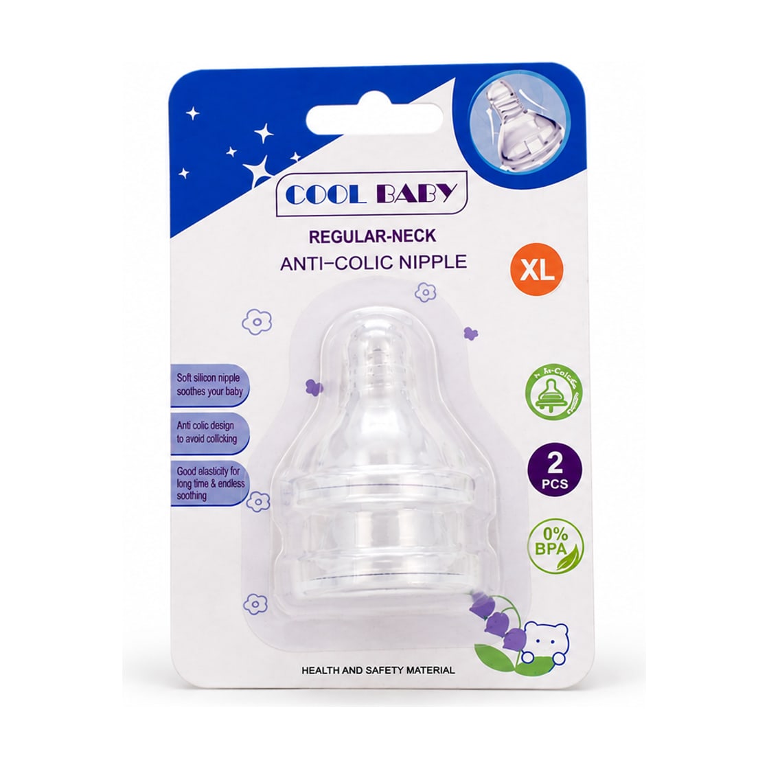 Cool Baby regular-neck nipple model CB1904 in xl, front view
