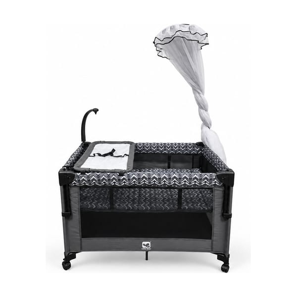 Playpen and travel cot model 9161 in black, front view