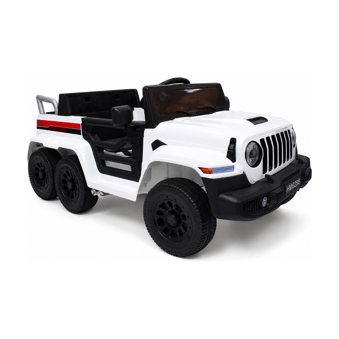Ride-on toy car model 1105 in white & black, front view