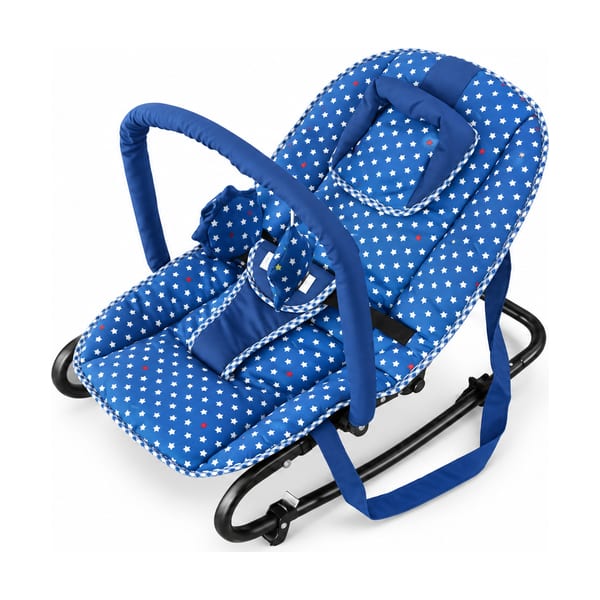 Baby rocker model R01 in blue dots, front view