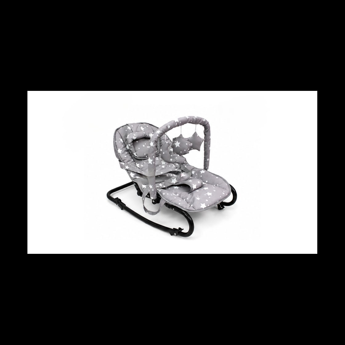 Baby rocker model R01 in grey stars, front view