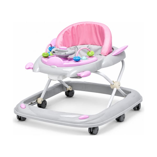 Activity baby walker model 101 in pink & grey, front view