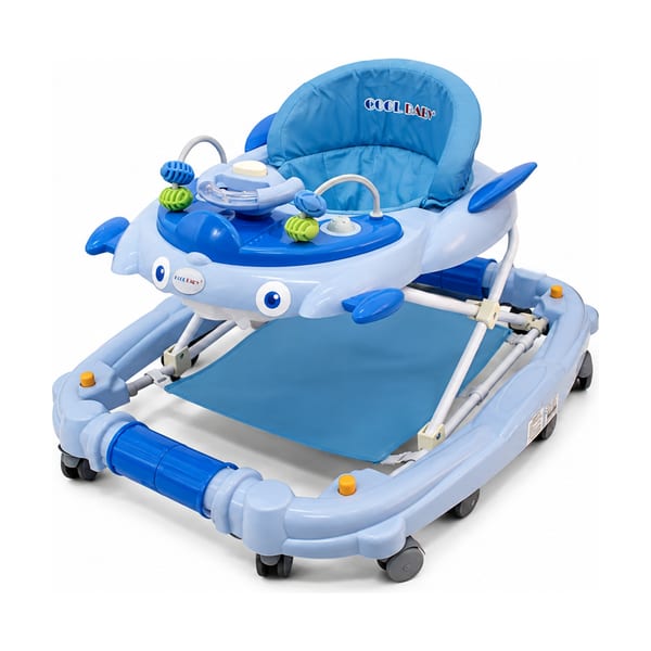 Activity baby walker model 102 in blue & grey, front view