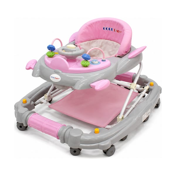 Activity baby walker model 102 in pink & grey, front view